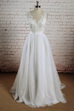 White Lace Halter V-Neck Wedding Dress, The Church Wedding Ceremony, SW109