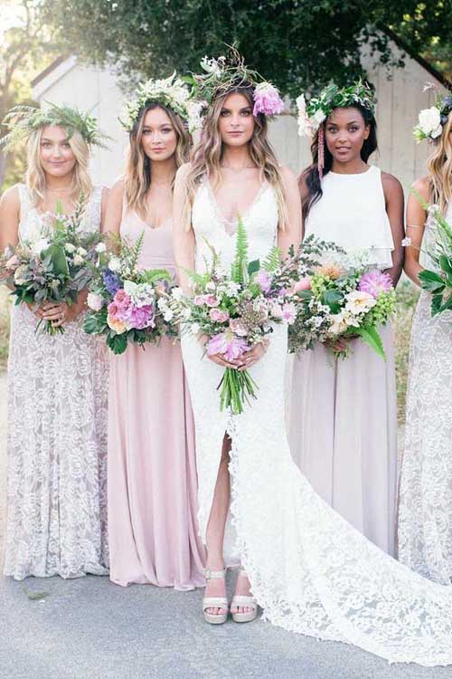 White Lace Mermaid Deep V-Neck Split Wedding Dress with Court Train, SW133