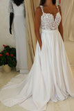 Sweetheart Neck Lace Top Spaghetti Strap Wedding Dress with Pocket on Skirt, SW141
