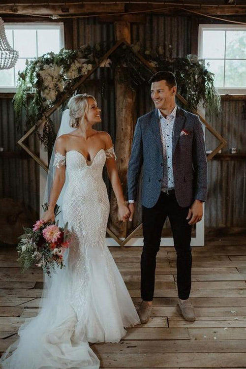 Charming Mermaid Lace Long Wedding Dresses Sweetheart Neck Bridal Dress, SW170 sold by simidress.com