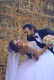 Fabulous Vintage Tulle Long Sleeve Ball Gown Wedding Dresses with Beading, SW260|simidress.com