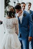 Simidress supply White Chiffon Cheap Two Piece 3/4 Sleeve Wedding Dresses | Bridal Gowns, SW263