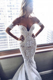 Gorgeous White Lace Mermaid Sweetheart Neck Wedding Dresses | Bridal Dress, SW282