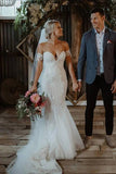 www.simidress.com | Gorgeous White Lace Mermaid Sweetheart Neck Wedding Dresses | Bridal Dress, SW282-5