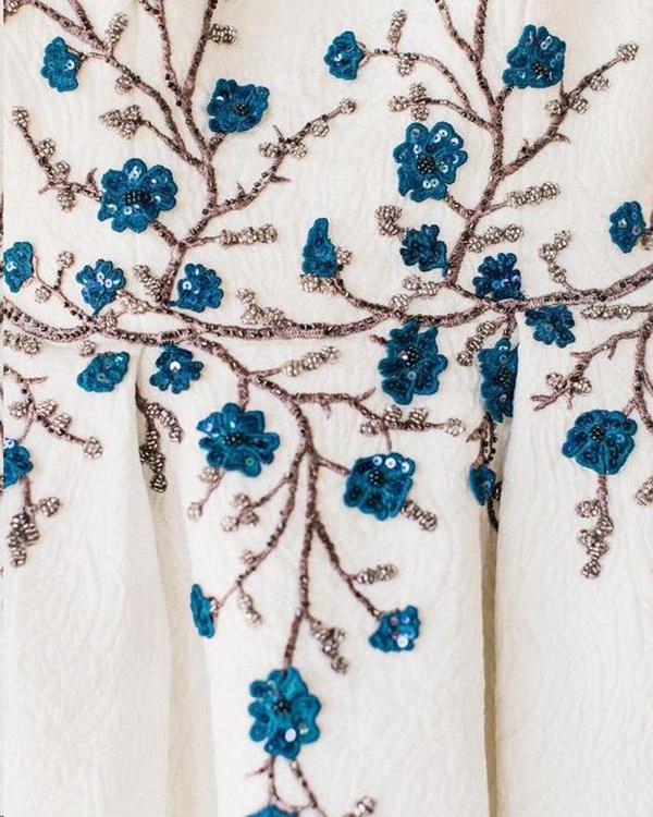 Front view of Elegant Wedding Dress, Half Sleeve Bateau Embroidery Romantic Bridal Gown, SW330