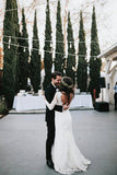 Find Beautiful Lace Long Sleeves Mermaid V-neck Open Back Wedding Dresses, SW348 at www.simidress.com