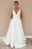 Floral Lace V-neck Appliqued Wedding Dresses with Train, SW358 | Weddings | wedding dresses | bridal gowns | wedding gowns | wedding 2020 | lace wedding dresses | white wedding dresses | Ivory wedding dresses | mermaid wedding dresses | wedding dresses cheap | wedding party dresses | boho wedding dresses | simple wedding dresses | wedding dresses near me | wedding ideas | beach wedding dresses | wedding dresses online | Simidress