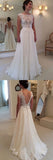 A-line Lace Beach Wedding Dress, Top Backless Cheap Long Ball Gowns,SW57