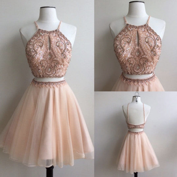 Homecoming Dresses,Two Piece Straps Short Prom Dress With Key Hole –  Simidress