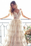 Luxurious Sweetheart Spaghetti Open Back Wedding Dresses,Lace Appliques Wedding Gown,SW74