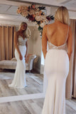 Gorgeous Ivory Beaded Mermaid V-neck Spaghetti Straps Long Prom Dresses, SP508