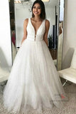 Sparkly A-line Deep V-Neck Beaded Long Prom Dresses, Evening Dresses, SP678 | long prom dresses | cheap prom dresses | party dresses | evening dresses | formal dresses | simidress.com