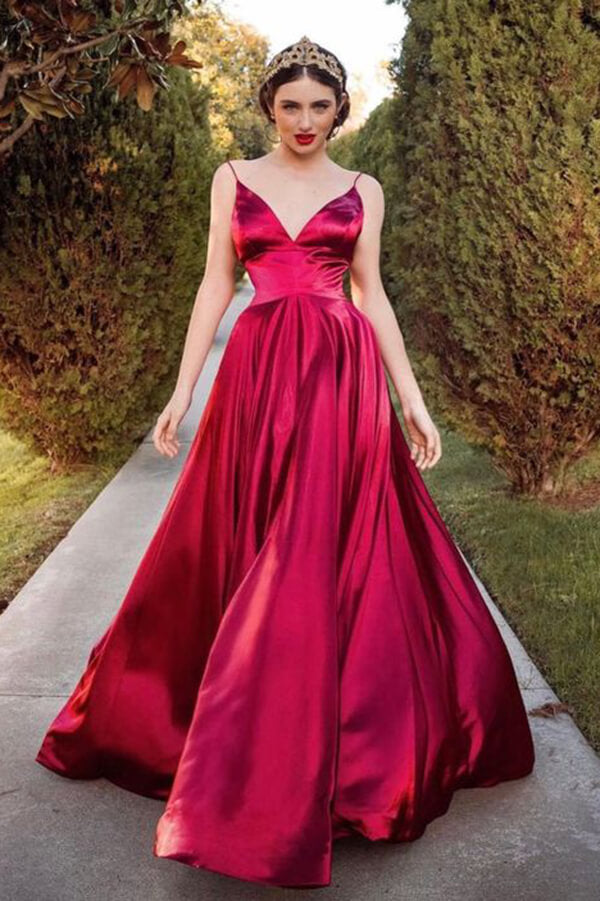 Pretty Red A-line Spaghetti Straps Prom Dresses, Evening Dresses, SP677 | royal blue prom dresses | prom gowns | cheap prom dresses | formal dresses | simple prom dresses | long prom dresses | party dresses | evening dresses | prom dresses near me | www.simidress.com
