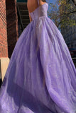 Sparkly Lilac A-line Sweetheart Spaghetti Straps Prom Dresses, Evening Gown, SP846 | a line prom dresses | evening dresses | long formal dresses | simidress.com