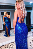 Sparkly Royal Blue Sequins Long Prom Dress With Slit, Evening Dresses, SP888 | shiny prom dresses | cheap long prom dress | party dresses | simidress.com