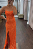 Sparkly Royal Blue Sequins Long Prom Dress With Slit, Evening Dresses, SP888 | orange prom dresses | sequins prom dress | evening gown | simidress.com