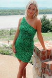 Sparkly Sequins One Shoulder Tight Homecoming Dresses, Graduation Dress, SH622 | green homecoming dresses | short homecoming dresses | short prom dresses | simidress.com