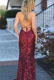 Sparkly Sequins Sheath Scoop Spaghetti Straps Sweep Train Prom Dresses, SP828 | mermaid prom dresses | simple prom dresses | cheap long prom dresses | simidress.com