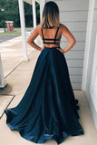 Taffeta A-line Spaghetti Straps Prom Dresses With Pockets, Evening Dress, SP701 | plus size prom dress | evening dresses | party dresses | long formal dresses | www.simidress.com