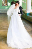 Tulle A-line Off-the-Shoulder Long Sleeves Wedding Dresses, Wedding Gown, SW567 | vintage wedding dresses | wedding dresses near me | tulle wedding dresses | simidress.com