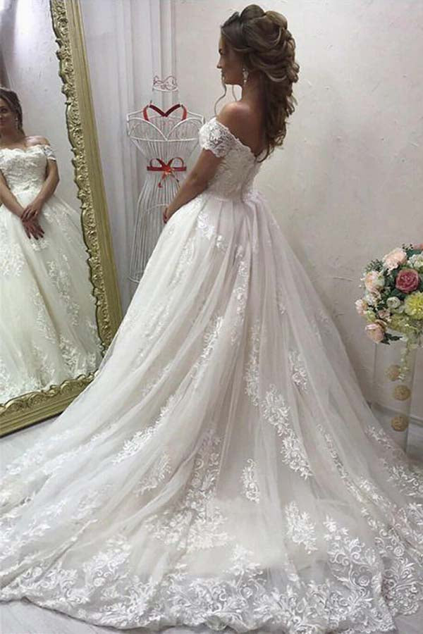 Tulle Lace Ball Gown Off-the-Shoulder Sweetheart Wedding Dresses, SW508 | tulle lace wedding dresses | cheap wedding dresses | wedding dresses online | www.simidress.com