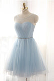 Tulle Short Prom Dresses,Charming Blue Homecoming Dresses,SVD583