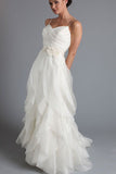 Ruffled Wedding Gowns,Tulle Bridal Dresses,Simple Brides Dress with Spaghetti Straps,M18