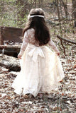 Ivory Lace Flower Girl Dress,Ivory Baby Dress,Long Sleeve Flower Girl Dress M21