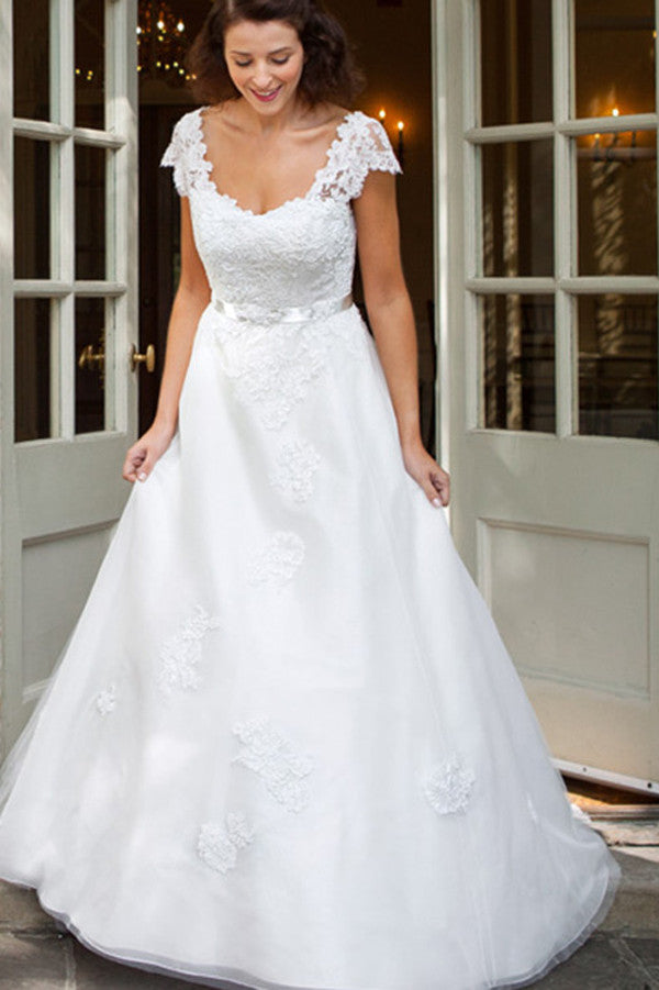 Wedding Dresses,Lace Beaded Brides Dress,Vintage Wedding Gowns,Open Back Wedding Dress,M19