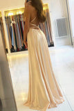Simple Stretch Satin A-Line Scoop Split Long Prom Dress, Evening Gowns, SP688 | cheap prom dresses | party dresses | long prom dresses | evening dresses | www.simidress.com