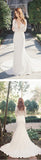 Mermaid Wedding Party Dresses,Sexy Deep V-Neck Long Sleeve Lace Wedding Party Dress,SVD538