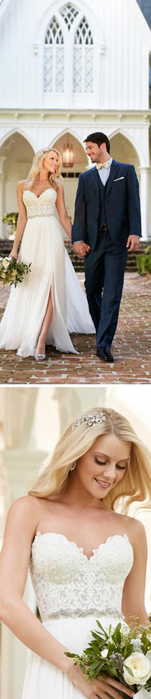 Sexy Lace Sweetheart Wedding Party Gowns,Top Sheath Side Slit Wedding Party Dresses,SVD539