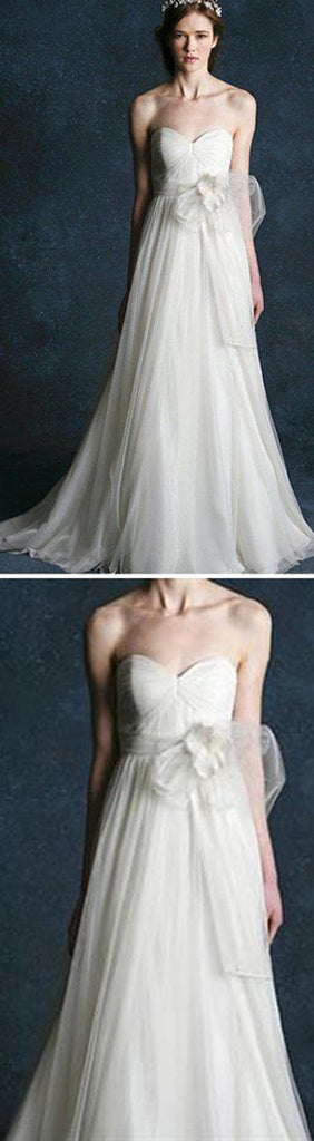 Ivory A-line Chiffon Sweetheart Light Bridal Gowns,Simple Wedding Dress,SVD541