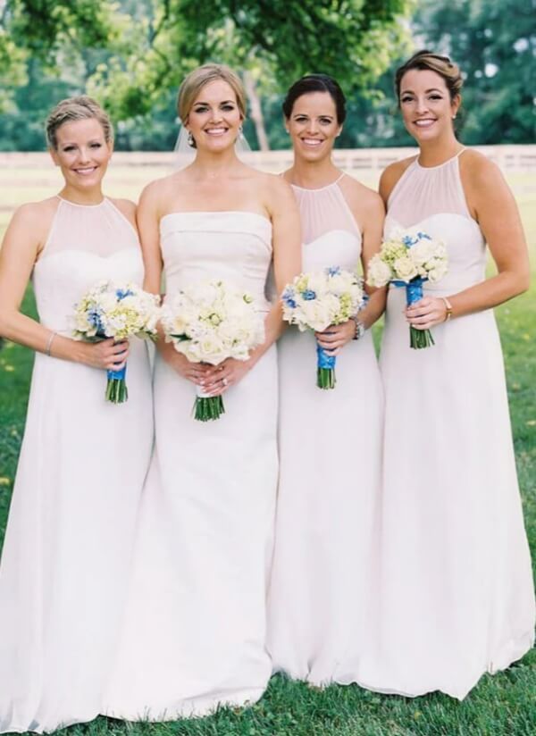 Burgundy Chiffon A-line Halter Bridesmaid Dresses, Wedding Party Dress, BD142 | pink bridesmaid dress | maid of honor dress | budget bridesmaid dress | simidress.com