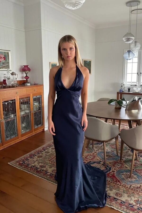 Yellow Sheath Halter Backless Long Prom Dress, SLP096 Yellow Sheath Halter Backless Long Prom Dress, SLP096