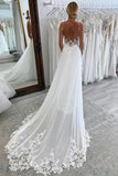 Chiffon A-line V-neck Spaghetti Straps Lace Appliques Wedding Dresses, SW669 image 2