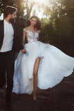 Chiffon A Line Floor-length Wedding Dresses With Lace Appliques, Simple Bridal Gown, SW763 | chiffon wedding dress | new arrival wedding dress | a line wedding dress | simidress.com