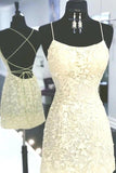 Cute Sheath Scoop Spaghetti Straps Lace Appliques Homecoming Dresses, SH633 image 3