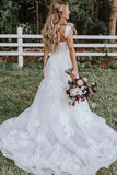 Elegant Tulle A-line Lace Appliqued Wedding Dresses With Court Train, SW667 | affordable wedding dress | wedding dresses near me | beach wedding dress | simidress.com