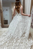 Elegant Tulle A-line V-neck Floral Lace Wedding Dresses, Wedding Gown, SW658 | vintage wedding dresses | wedding dresses online | bohemian wedding dress | simidress.com