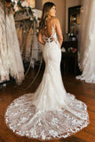 Elegant Tulle Mermaid V Neck Lace Appliques Wedding Dresses, Bridal Gown, SW745 | mermaid lace wedding dress | bridal dresses | custom made wedding dress | simidress.com