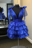 Fuchsia A Line V Neck Ruffled Homecoming Dresses, Short Party Dresses, SH648 | homecoming dresses short | where to get homecoming dresses near me | sparkly homecoming dresses | simidress.com