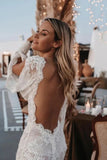 Gorgeous Sheath Long Sleeve V-neck Lace Appliques Wedding Dresses, SW714 | long sleeves wedding dress | wedding dress shops | summer wedding dress | simidress.com