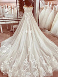 Gorgeous Tulle A-line Sweetheart Neck Lace Appliques Wedding Dresses, SW650 image 2