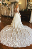 Gorgeous Tulle A Line V Neck Long Sleeves Lace Appliques Wedding Dresses, SW755 | cheap lace wedding dress | modest wedding dresses online | wedding dress stores near me | simidress.com