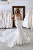 Gorgeous Tulle Mermaid Floral Straps Lace Appliques Wedding Dresses, SW757 | cheap lace wedding dress | new arrival wedding dresses | vintage wedding dress | simidress.com