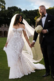 Gorgeous Tulle Mermaid Sweetheart Beach Wedding Dresses With Lace Appliques, SW746 | vintage wedding dress | bohemian wedding dress | beach wedding dress | simidress.com