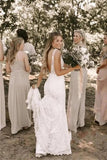 Lace Mermaid V-neck Sleeveless Wedding Dresses, Wedding Gown, SW648 image 3