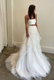 Layered Tulle Two Piece Country Wedding Dresses With Sweep Train, SW681 image 2