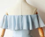 Light Blue Chiffon Off Shoulder Short Prom Dress, Homecoming Dresses, SH548 | cheap homecoming dress | short party dress | simple homecoming dress | simidress.com